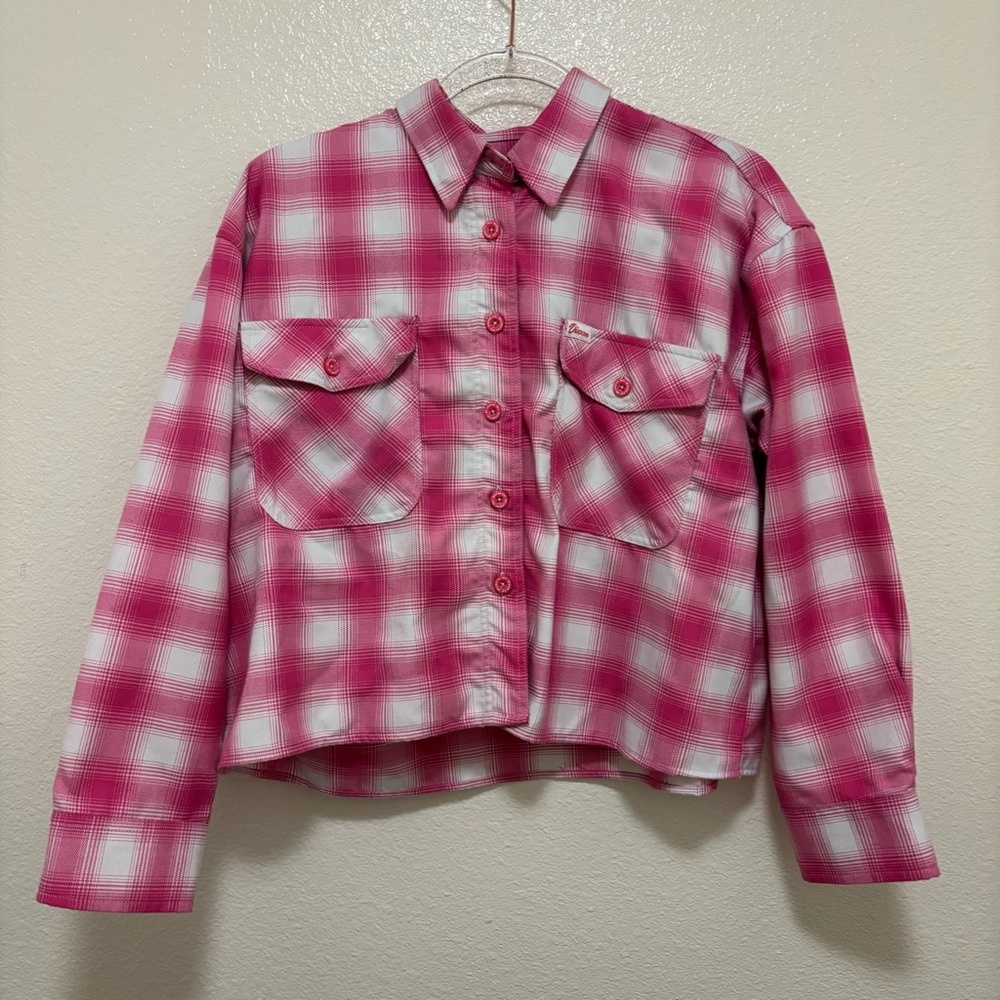 Dixxon Pink and White Plaid Button-Up Shirt